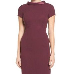 Emerson Rose Cap Sleeve Crepe Sheath Dress in Plum